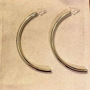 Silver half moon hoop earrings